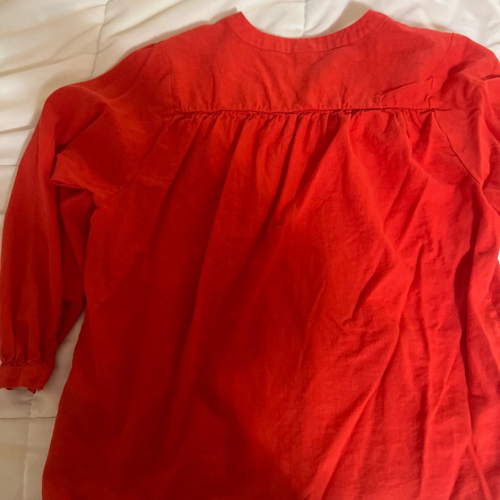 Linen long sleeve blouse size small orangey red - Picture 6 of 6